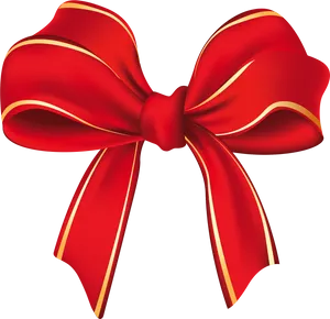 Elegant Red Gold Trimmed Bow PNG Image