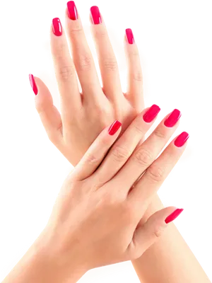 Elegant Red Manicureon Hands PNG Image