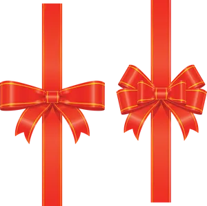 Elegant Red Ribbon Bows PNG Image