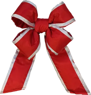 Elegant Red Satin Bowwith Silver Trim PNG Image