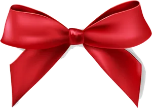 Elegant Red Satin Ribbon Bow PNG Image