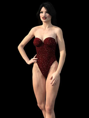 Elegant Red Swimsuit3 D Model PNG image with transparent background