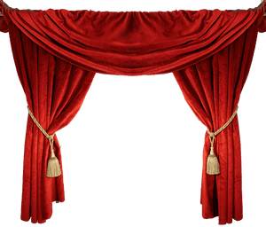 Elegant Red Theater Curtains PNG image with transparent background