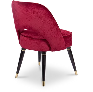 Elegant Red Velvet Accent Chair PNG Image