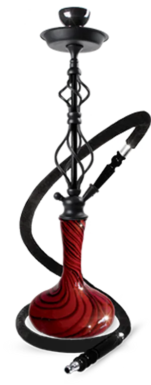 Elegant Redand Black Hookah PNG Image