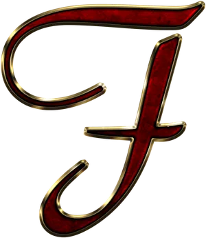 Elegant Redand Gold Letter F PNG Image