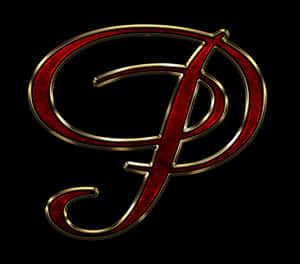 Elegant Redand Gold Letter P PNG image with transparent background