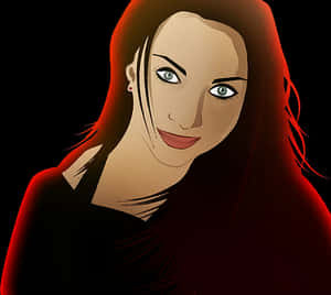 Elegant Redhead Vector Portrait PNG image with transparent background