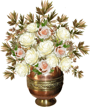 Roses, Copper Vase, Flowers, Arrangement - Vazo Çiçek Png, Transparent Png PNG image with transparent background