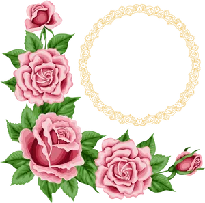 Elegant Rose Corner Border Design PNG Image