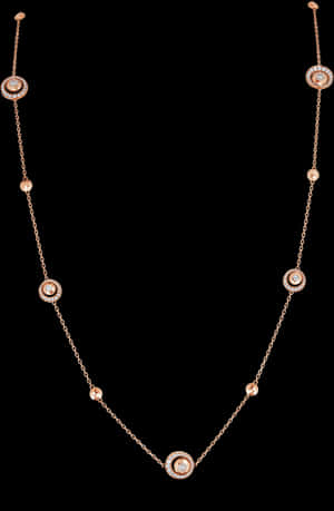 Elegant Rose Gold Diamond Station Necklace PNG image with transparent background