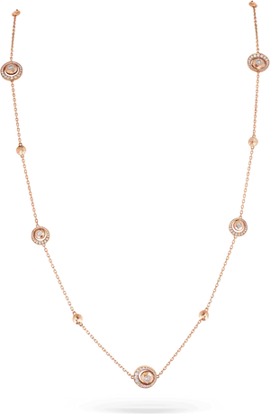 Elegant Rose Gold Diamond Station Necklace PNG Image