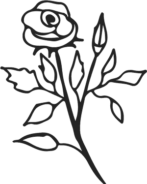Rose Stem Outline Rubber Stamp - Flower With Stem Outline, HD Png Download PNG image with transparent background