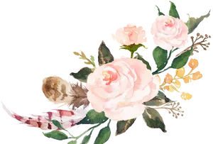 Elegant Rose Watercolor Arrangement PNG Image