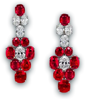 Elegant Ruby Diamond Earrings PNG Image