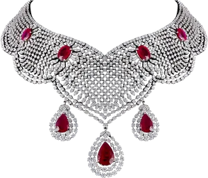 Elegant Ruby Diamond Necklace PNG Image