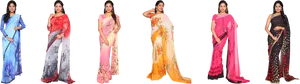 Elegant Saree Collection Showcase PNG Image