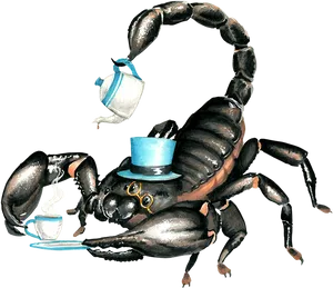 Elegant Scorpion Tea Party PNG Image