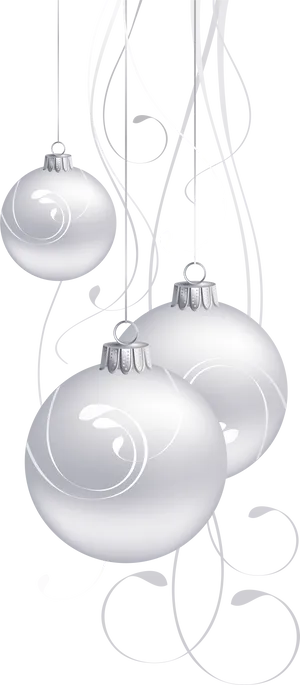 Elegant Silver Christmas Ornaments PNG Image