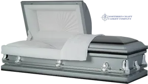 Elegant Silver Coffin Display PNG Image