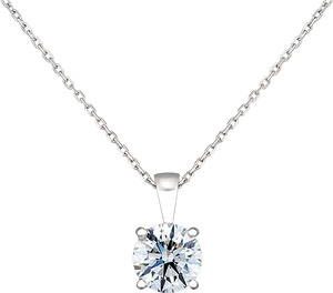 Elegant Solitaire Diamond Necklace PNG Image