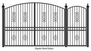 Elegant Steel Double Gates Design PNG Image