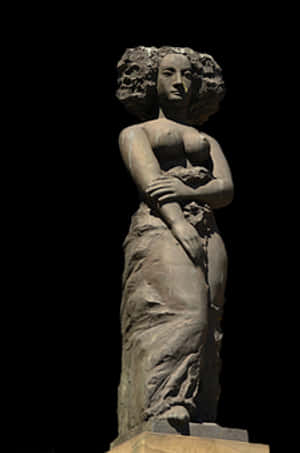 Elegant Stone Sculpture Female Figure PNG image with transparent background