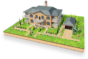Elegant Suburban House3 D Model PNG image with transparent background