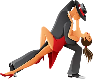 Elegant Tango Dancers Illustration PNG Image