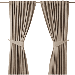 Elegant Taupe Curtains Tied Back PNG image with transparent background