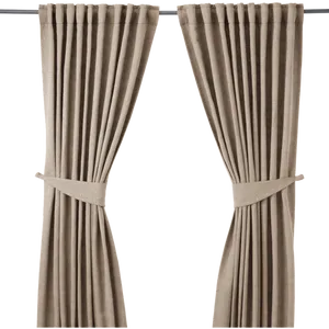 Elegant Taupe Curtains Tied Back PNG Image