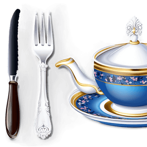 Elegant Tea Party Utensils PNG hsf PNG with transparent background