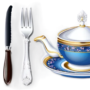 Elegant Tea Party Utensils Png Hsf PNG Image