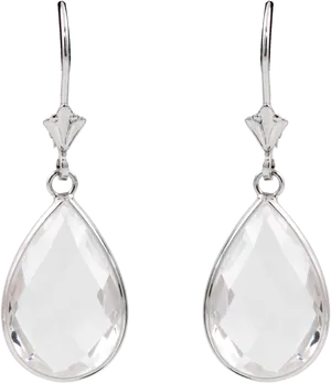 Elegant Teardrop Crystal Earrings PNG Image