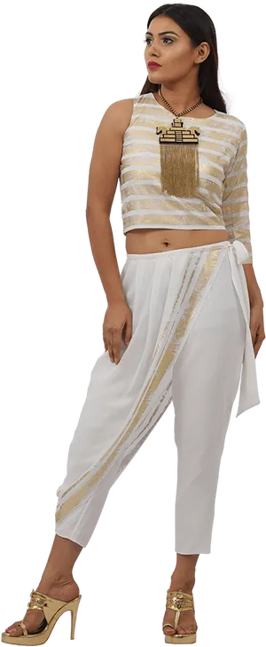 Elegant Traditional Indian Attire PNG Image