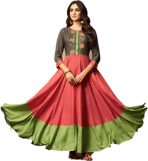 Elegant Traditional Kurti Design PNG Image