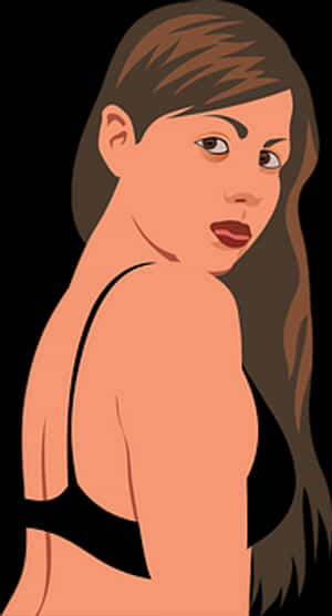 Elegant Vector Woman Glance PNG