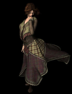 Elegant Vintage Dancer PNG