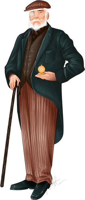 Elegant Vintage Gentlemanwith Cane PNG image with transparent background