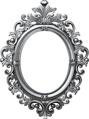 Elegant Vintage Silver Leaf Frame PNG Image