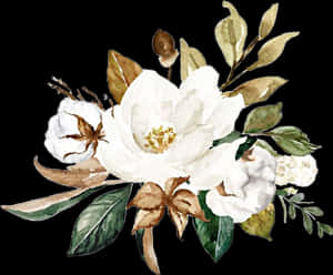 #watercolor #flowers #floral #bouquet #magnolia #cotton - Jasmine, HD Png Download PNG image with transparent background