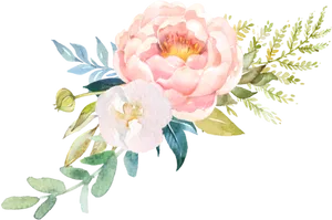 Elegant Watercolor Floral Arrangement PNG Image