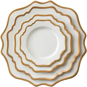 Elegant Wavy Edge Dinner Plate PNG Image