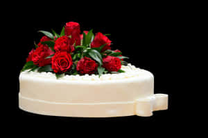 Elegant Wedding Cakewith Red Roses PNG image with transparent background