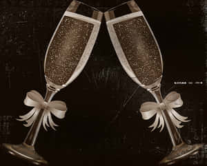 Elegant Wedding Champagne Glasses PNG image with transparent background