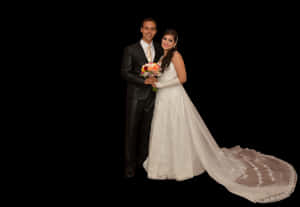 Elegant Wedding Couple Portrait PNG with transparent background