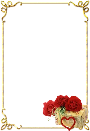 Elegant Wedding Framewith Rosesand Gift PNG Image