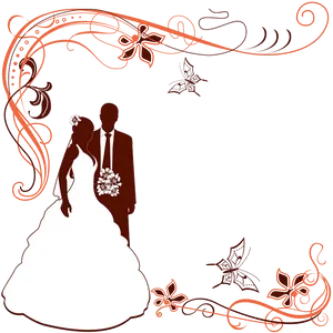 Elegant Wedding Silhouette Graphic PNG Image