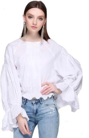 Elegant White Blouse Fashion PNG Image