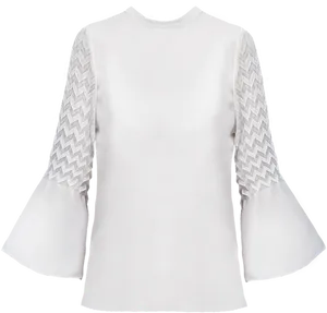 Elegant White Blousewith Chevron Sleeves PNG Image